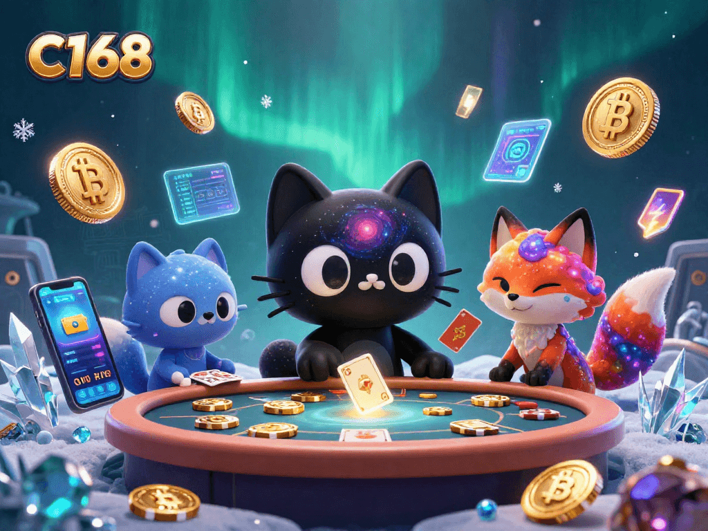 Experience thrilling moments with C168 in this dynamic cosmic casino scene filled with action.