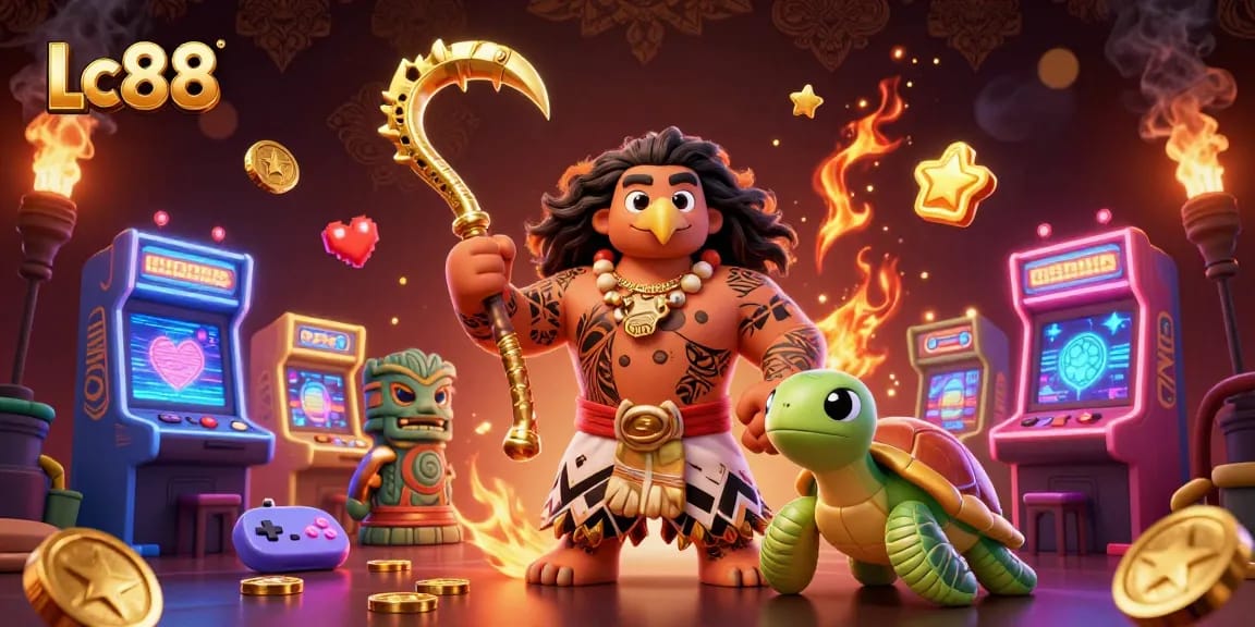Engage with Lc88's vibrant slots and games in a richly detailed 3D casino scene.