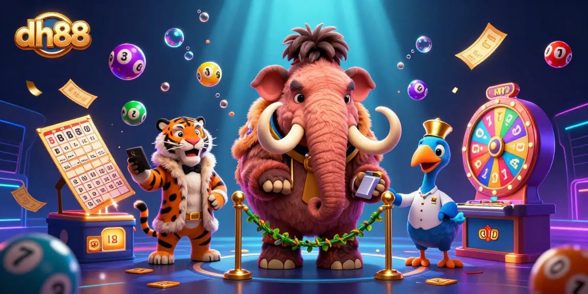Experience thrilling gameplay with dh88 featuring a woolly mammoth bouncer and vibrant game elements.