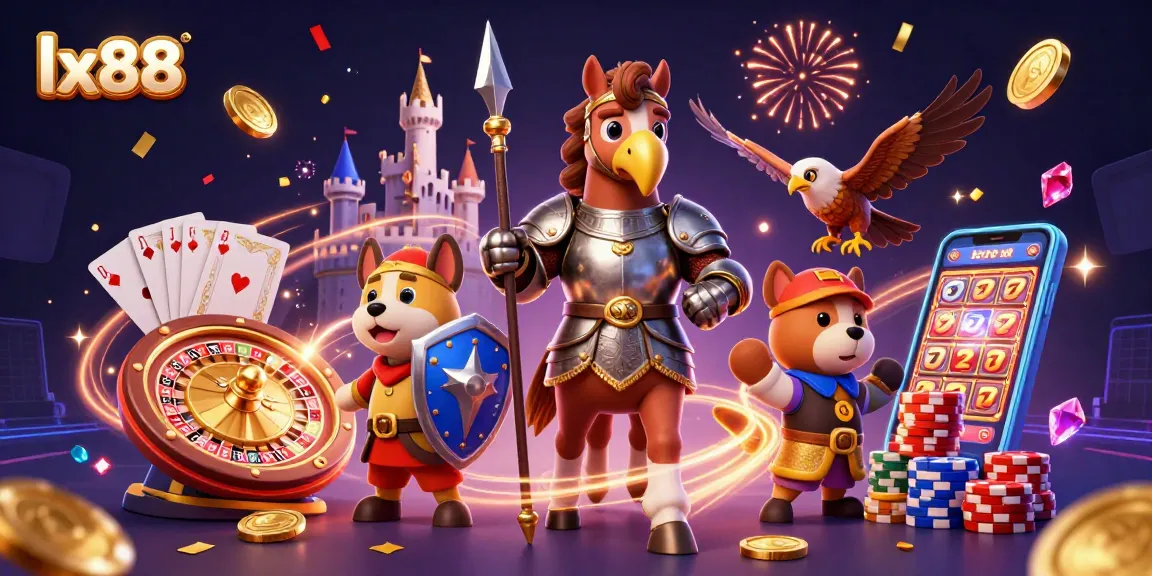Experience thrilling gameplay at lx88 with colorful poker chips, royal flush hands, and festive elements.