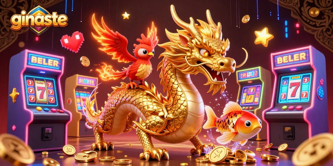 Experience exhilarating fun with ginaste through a vibrant 3D casino illustration featuring dynamic gaming elements and characters.
