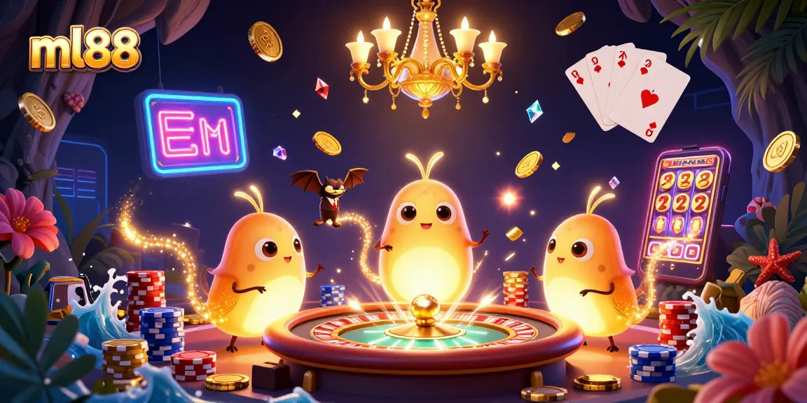 Experience the dynamic and vibrant ml88 casino atmosphere with animated glowworms, a bat dealer, and rich game elements.