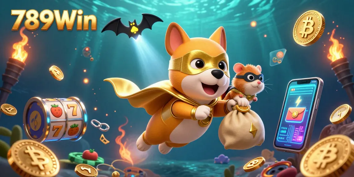 Experience thrilling casino adventures at 789Win with superheroes and jackpot symbols in a vibrant illustration.