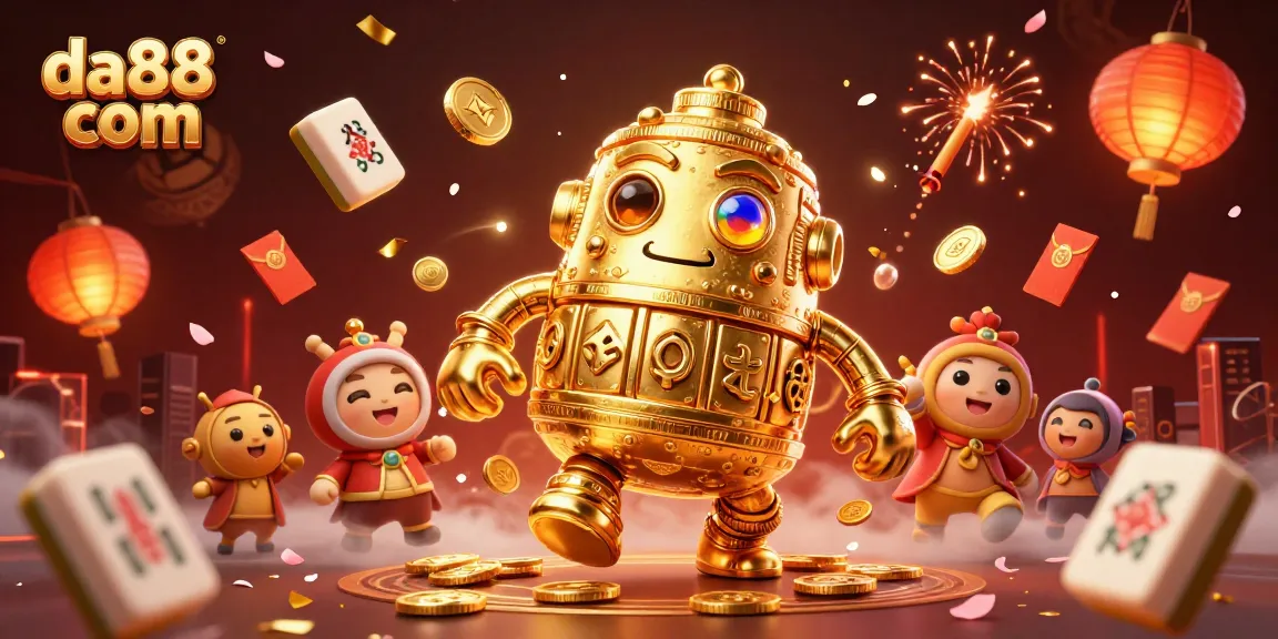 Experience the excitement of da88 com with a dynamic casino golem illustration featuring vibrant gaming elements.