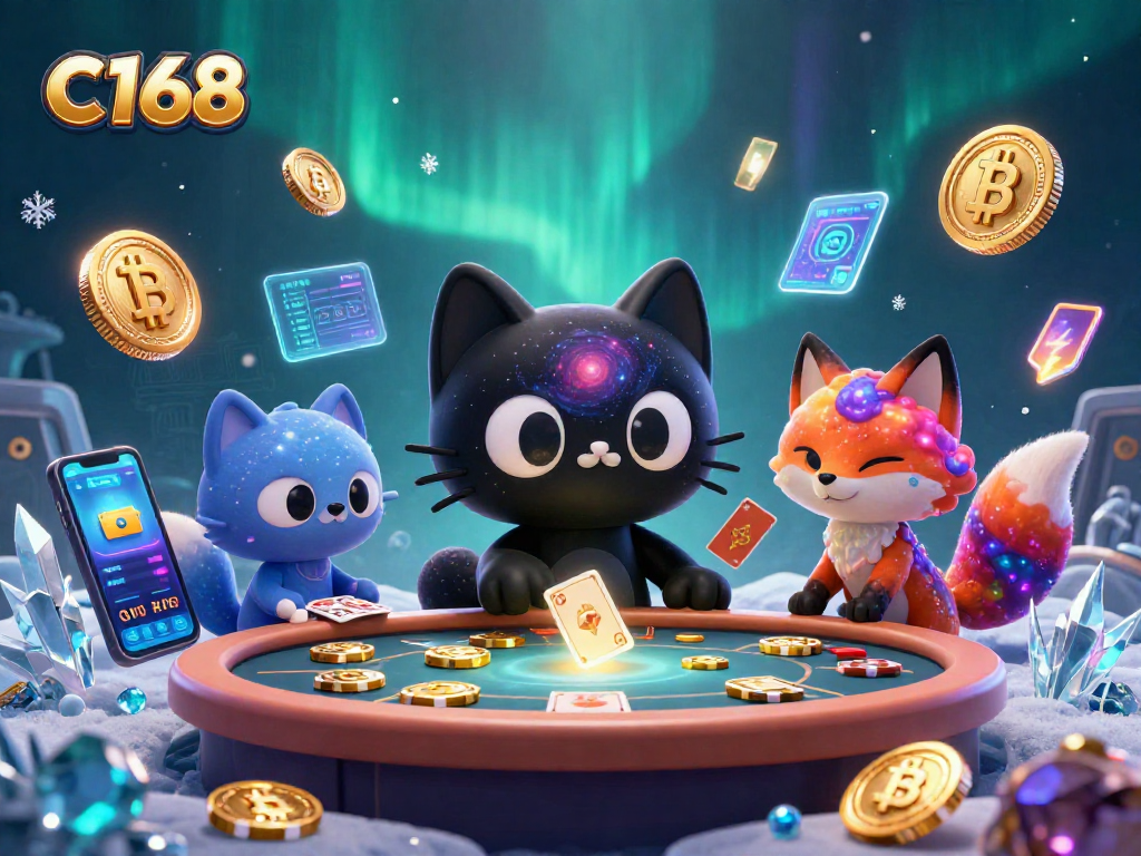 Experience thrilling moments with C168 in this dynamic cosmic casino scene filled with action.