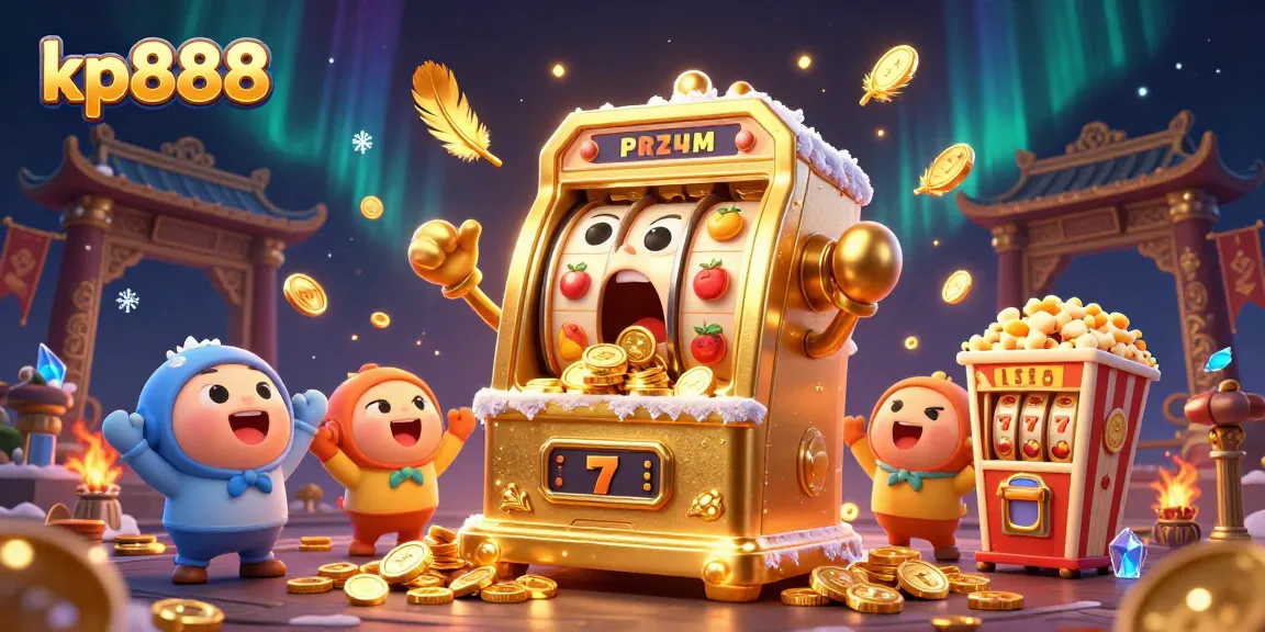 Experience the vibrant thrill of kp888 with a golden slot machine hitting its jackpot.