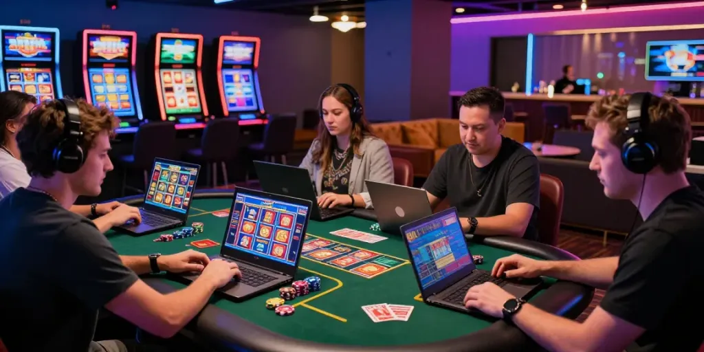 Experience thrilling online gaming excitement with https://rokok88.com, featuring diverse players and vibrant casino atmosphere.