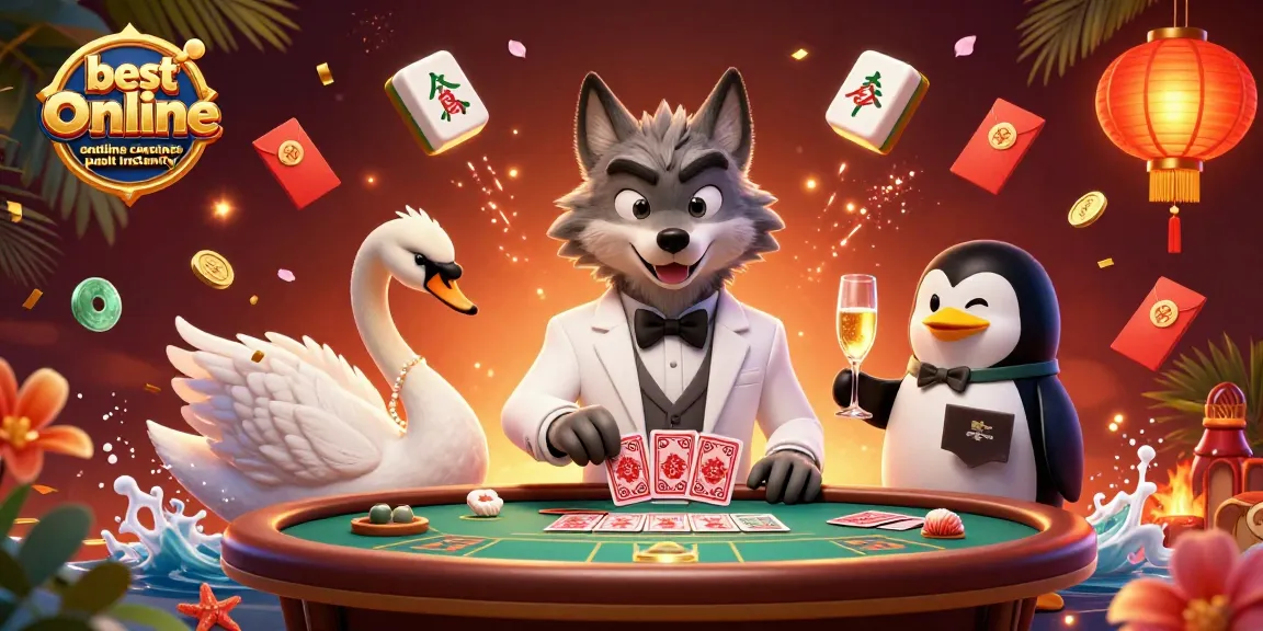 Experience the best online casinos that payout instantly with vibrant 3D scene featuring casino characters.