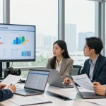 Team analyzing pricing for big six energy suppliers in a modern office.