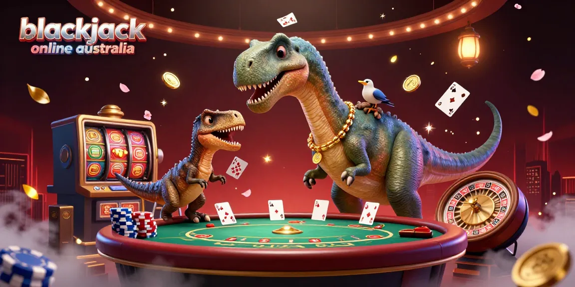 Engage in an exciting blackjack online australia experience with vibrant characters and casino elements.