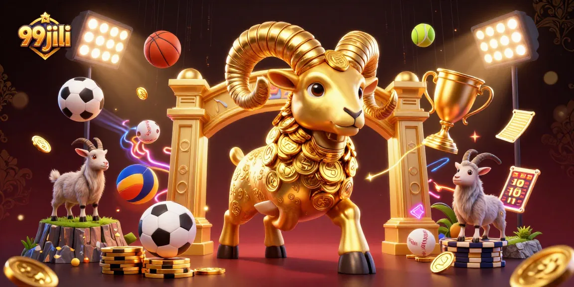 Experience electrifying sports action and gaming excitement with 99jili's golden ram theme.